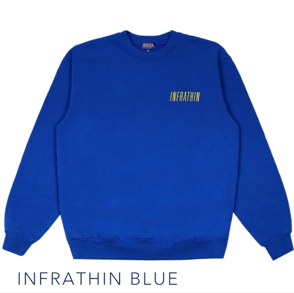 Infrathin Blue Crewneck Gradient Logo Wave Sweatshirt - Picture 5 of 6